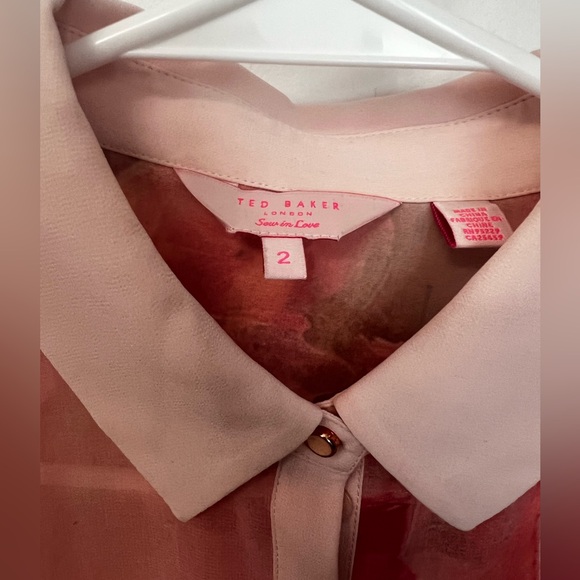 Ted Baker Pink Sheer Blouse - Picture 2 of 3